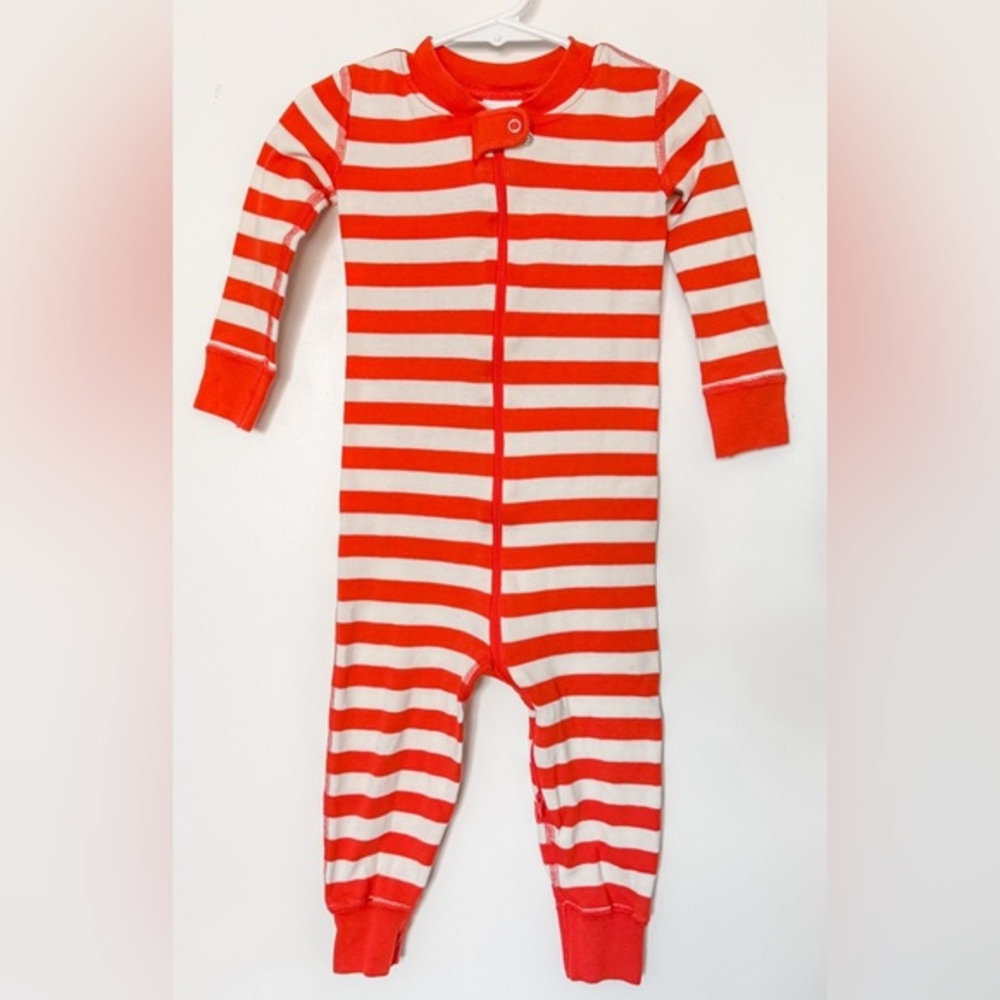 Hanna Andersson 2-Way Zip Sleeper 100% Cotton Red Stripe Size 2T